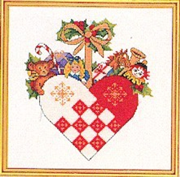 7712868 Eva Rosenstand Kit Christmas Heart Ornament 10" x 10"; Linen; 25ct