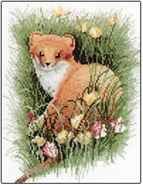HCK294 Heritage Crafts Kit Stoat by John Stubbs 8.25" x 5.25"; Evenweave; 28ct