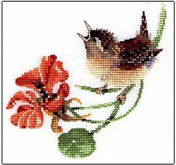 HCK569 Heritage Crafts Kit Simply Wren by Valerie Pfeiffer 5" x 5"; Evenweave; 28ct