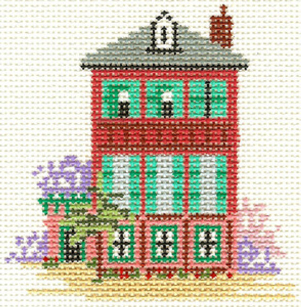 SN205 Red House 3.5 x 4 13 Count Silver Needle Designs