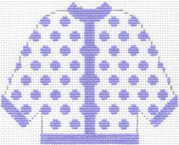 SN53 Lilac Polka Dot Cardigan Ornament 5.5 x 4.5 13 Count Silver Needle Designs