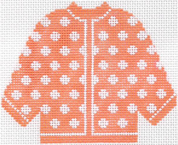 SN70 Sherbet w/ White Polka Dots Cardigan Ornament 5.5 x 4.5 13 Count Silver Needle Designs