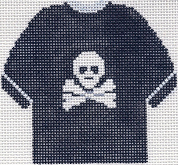 Shirt Jolly Roger T-Shirt Ornament (Black) 79B 4.75 x 4.75 13 Count Silver Needle Designs