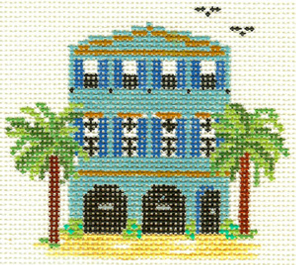 Ornament Tropical House 4.5 x 4 13 Count 206 Silver Needle Designs