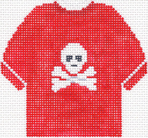 Shirt Jolly Roger T-Shirt Ornament (Red) 79R 4.75 x 4.75 13 Count Silver Needle Designs