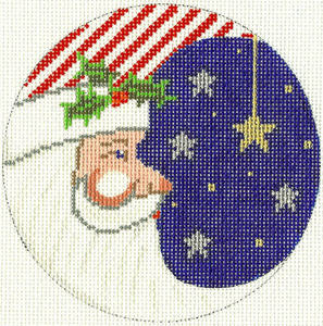 Ornament Partriotic Santa 4.5 circle 18 Count 295 Silver Needle Designs