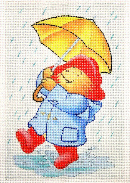 SN590D Paddington Bear in the Rain 4x6 18 Count Silver Needle Designs