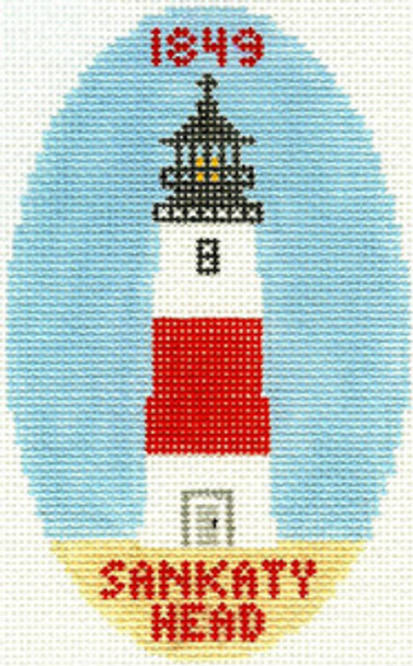 SN510 Sankaty Head Lighthouse Ornament 5 x3 18 Count Silver Needle Designs