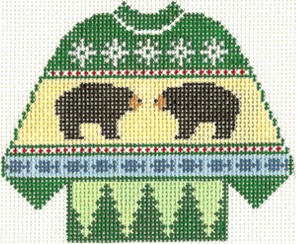 SN595 Bears Sweater Ornament 5.5 x 4.25 13 Count Silver Needle Designs