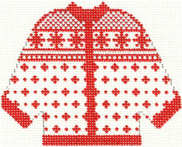 SN674 Red Alpiner Cardigan Ornament 4.5 x 5.5 13 Count  Silver Needle Designs