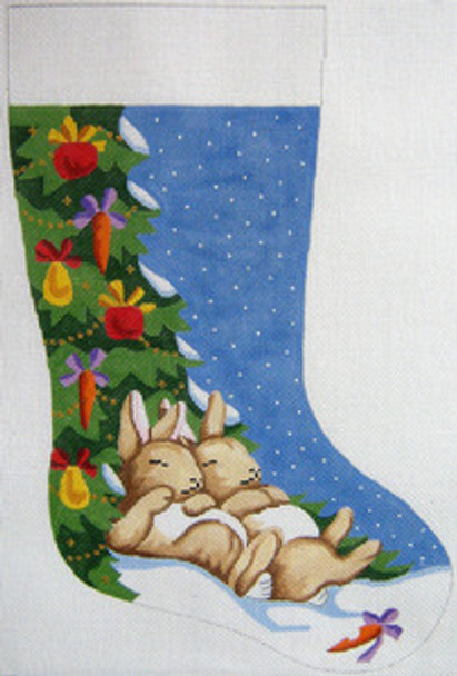 SN339 Napping Bunnies Christmas Stocking 12 x 18 12 Count Silver Needle Designs