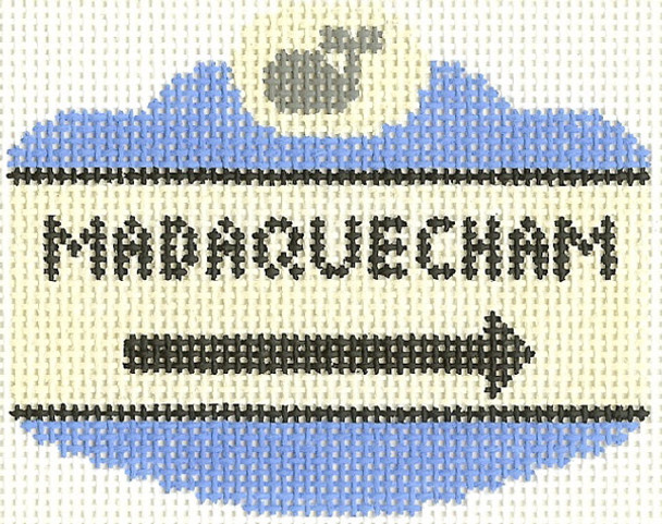 SNSN522 Madequecham Sign Ornament 2.5 x 3.5 18 Count Silver Needle Designs