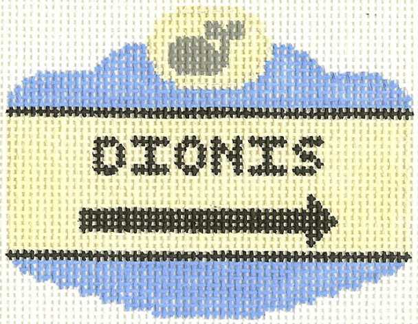 SN518 Dionis Sign Ornament 2.5 x 3.5 18 Count Silver Needle Designs