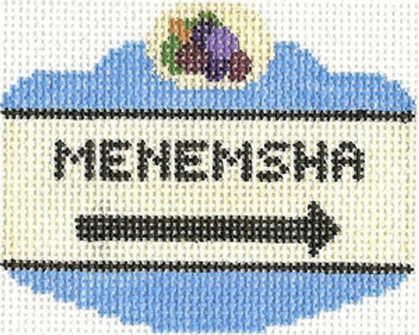 SN655 Menemsha Sign Ornament 2.5 x 3.5 18 Count Silver Needle Designs