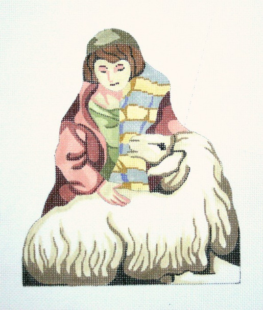 Creche Kneeling Shepherd 6.75 x 7.75 18 Count C13 Silver Needle Designs