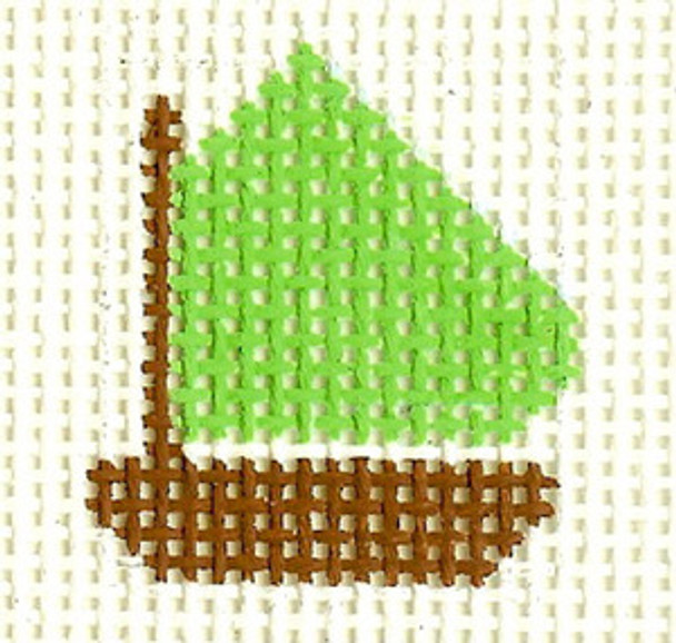 Mini Lime Green Boat 2 x 2 13 Count M28 Silver Needle Designs