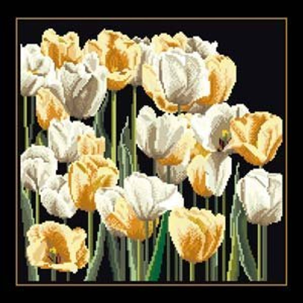 GOK3065B Thea Gouverneur Kit Tulips 11.2" x 11.2" Aida 18ct