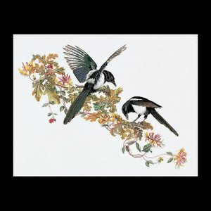 GOK1075 Thea Gouverneur Kit Magpie 29" x 24"; Linen; 36ct