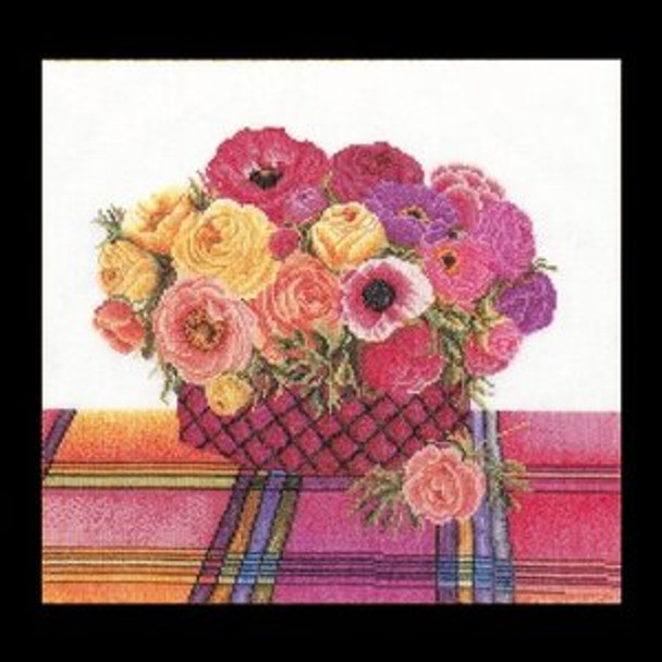 GOK3044 Thea Gouverneur Kit Ranonculus 14" x 13"; Linen; 32ct