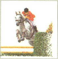 GOK3090 Thea Gouverneur Kit Show Jumping 6.25"w x 6.75"h; Linen; 36ct