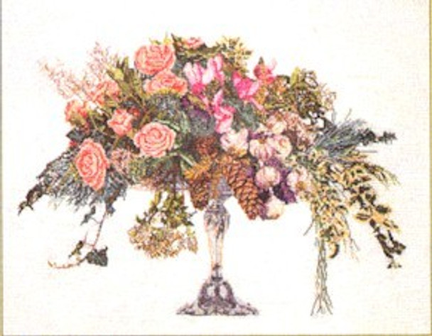 GOK1085 Thea Gouverneur Kit Roses In A Vase 24" x 20"; Linen 32ct