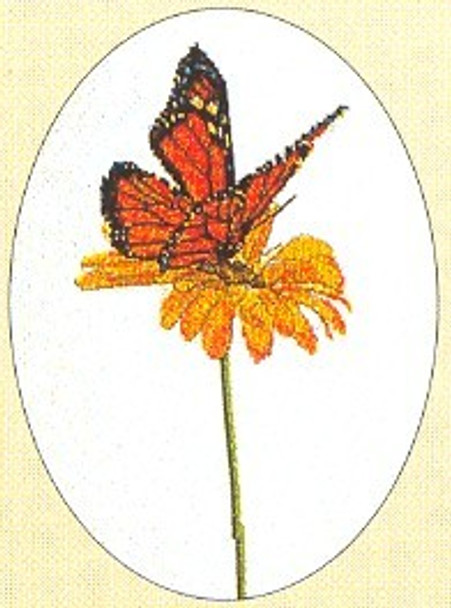 GOK1023 Thea Gouverneur Kit Monarch Butterfly 9-1/2" x 13"; Linen; 30ct