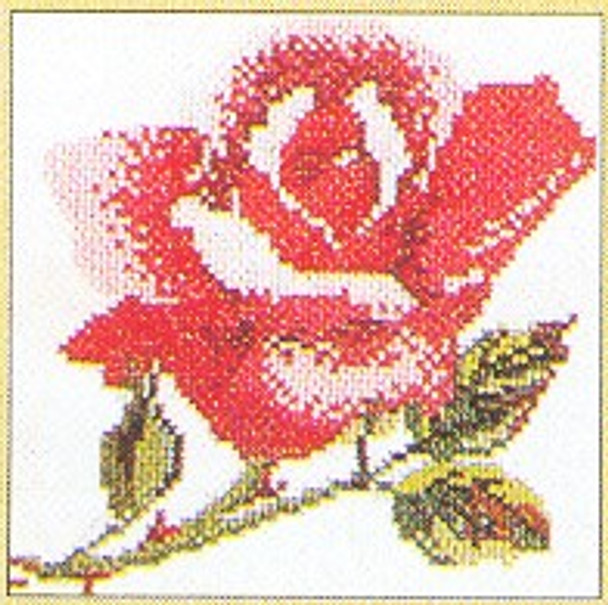 GOK819 Thea Gouverneur Kit Single Red Rose 817 5" x 5"; Linen; 30ct