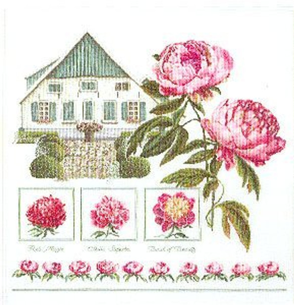 GOK448 Thea Gouverneur Kit Peony 24" x 23"; Linen; 30ct