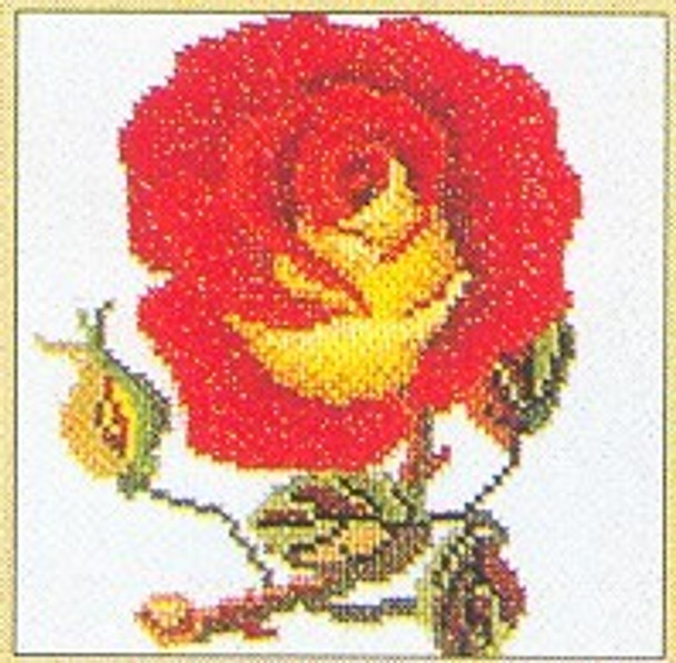 GOK818 Thea Gouverneur Kit Single Red Rose 5" x 5"; Linen; 30ct