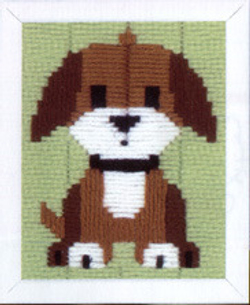 PNV147444 Vervaco Long Stitch Kit Brown Doggy 5" x 6"; Canvas