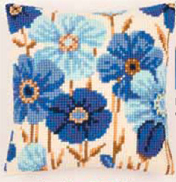PNV145051 Vervaco Kit Blue Daisies Cushion 16" x 16" Canvas