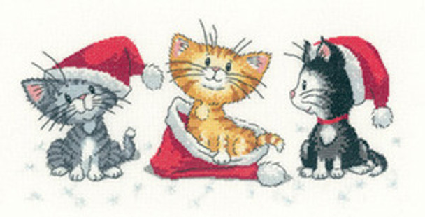 HCK1156 Heritage Crafts Kit Christmas Kittens  Cats Rule by Peter Underhill 10" x 5" Evenweave; 27ct