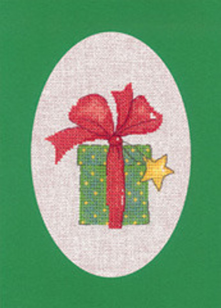 HCK1163 Heritage Crafts Kit Gift Green Christmas Cards by Sue Hill Set of 3 cards and envelopes 6" x 8"; Aida; 14ct