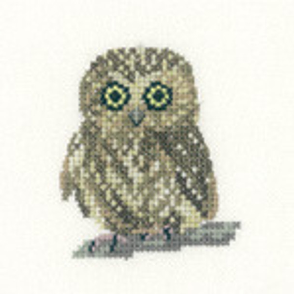 HCK1142A Heritage Crafts Kit Owl Valerie Pfeiffer and Susan Ryder Aida; 14ct  2.25" x 2.75"