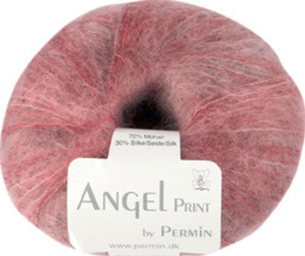 884785 Permin Yarn Angel Print Wine/Pale Rose