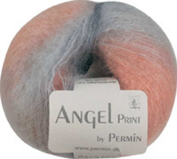 884782 Permin Yarn Angel Print Coral/Grey