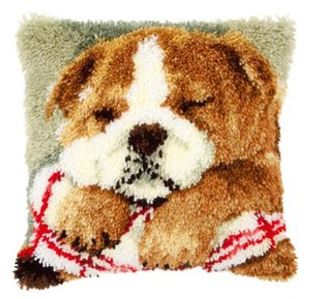 PNV147788 Vervaco Latch Hook Kit Sleeping Bulldog Pillow