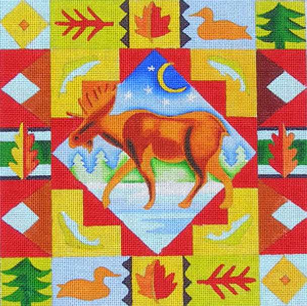 Maggie & Co. M-1618 Lodge Moose © Jennifer Brinley/Ruth Levison Designs 9 x 9 18M