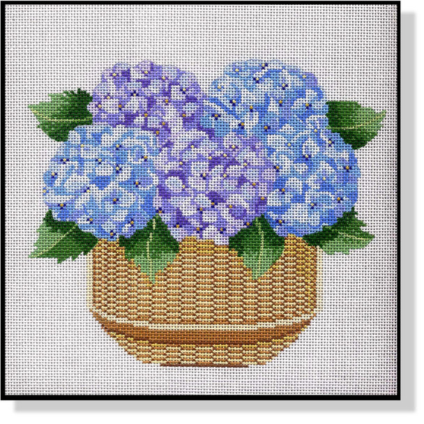 MBM-PL36 Nantucket Basket w/Hydrangeas 13 Mesh 11.75 x11.5” Melinda B. McAra