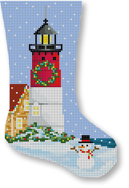 SA-SX 03 Christmas Mini-Stocking Nauset Lighthouse 18 Mesh 4 x 6" Starke Art Designs
