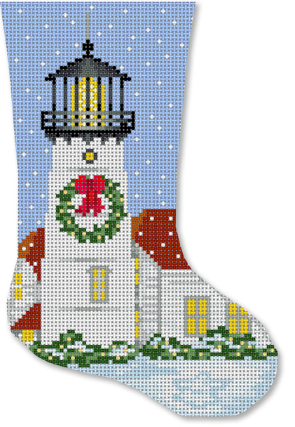 SA-SX 01 Christmas Mini-Stocking Chatham Lighthouse 18 Mesh 4 x 6" Starke Art Designs