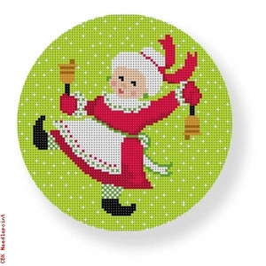 SA-XO 11 Mrs.Claus Ringing The Bells 18 Mesh 4.75" Rnd. Starke Art Designs