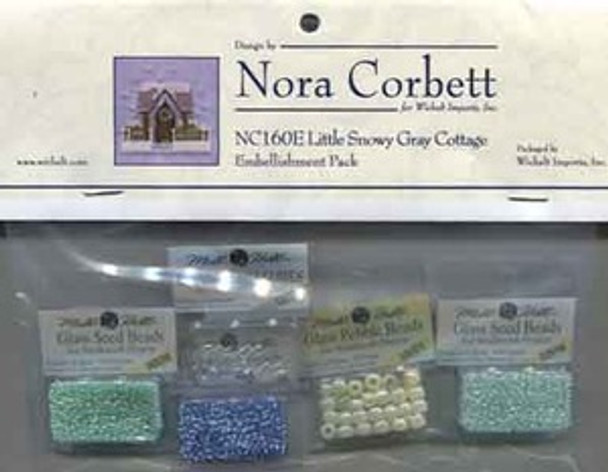 NC160E Nora Corbett Little Snowy Gray Cottage Bead Embellishment Pack