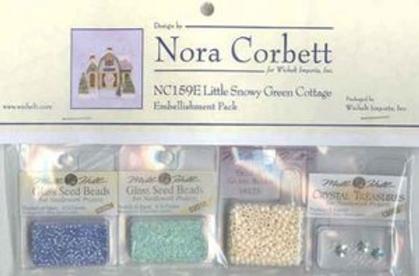 NC159E Nora Corbett Little Snowy Green Cottage Bead Embellishment Pack