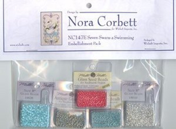 NC147E Nora Corbett Seven Swans A Swimming Bead Embellishment Pack
