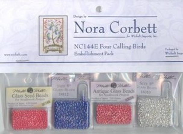 NC144E Nora Corbett Four Calling Bird Bead and treasures  Embellishment Pack