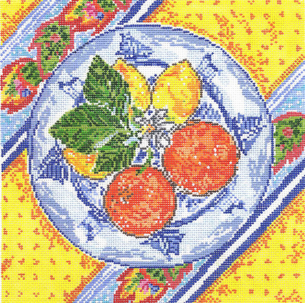 SWB1030 Lemon & Orange Plate 8X8 18 Mesh Cooper Oaks Designs