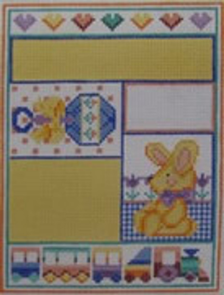 1105 Bunny and Train Sampler 4.75 x 6.25 18 Mesh NEEDLEDEEVA