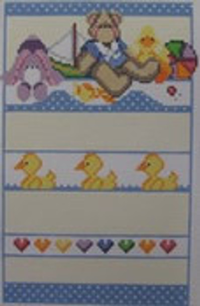 1101 Bear and Ducks Birth Sampler 4.75 x 7 18 Mesh NEEDLEDEEVA