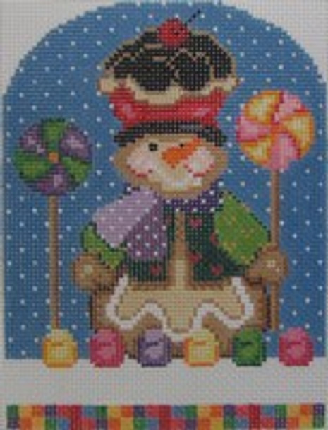 1331 Gingerbread George Snowman 4.25 x 5.5 18 Mesh NEEDLEDEEVA